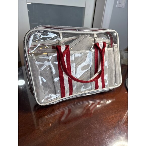 Travel Toiletry Bag 13" by 9" With Clear PVC & Nylon Compartments          22-73 - Picture 1 of 6